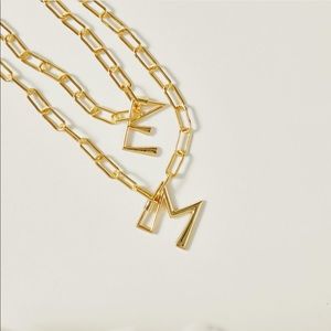Paperclip 18K gold filled chain with initial clasp